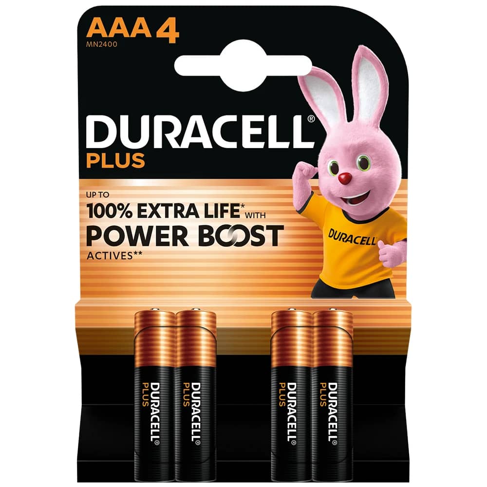 Duracell Plus AAA Batteries, 4 pack