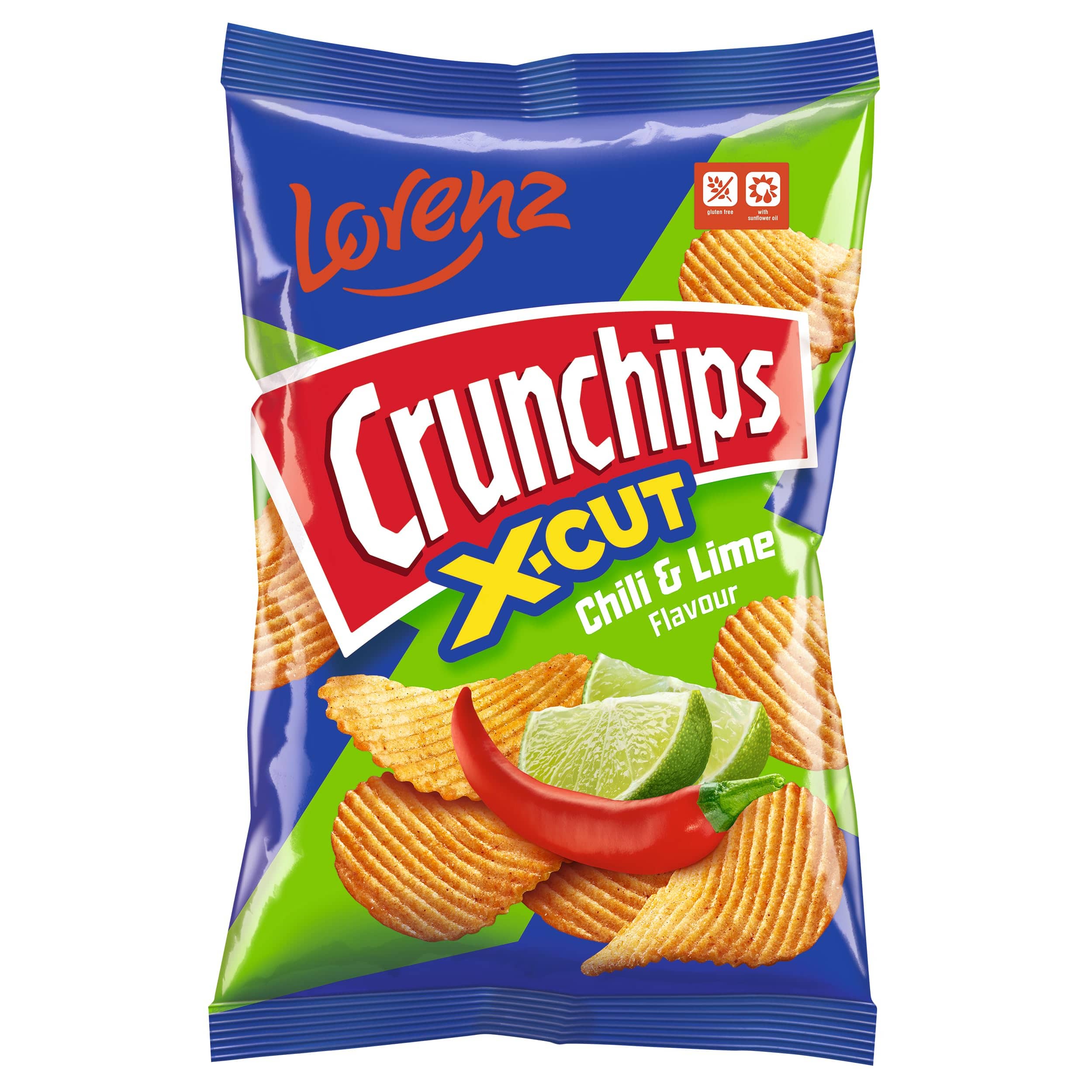 Crunchips X-cut Chilli & Lime, 130 g
